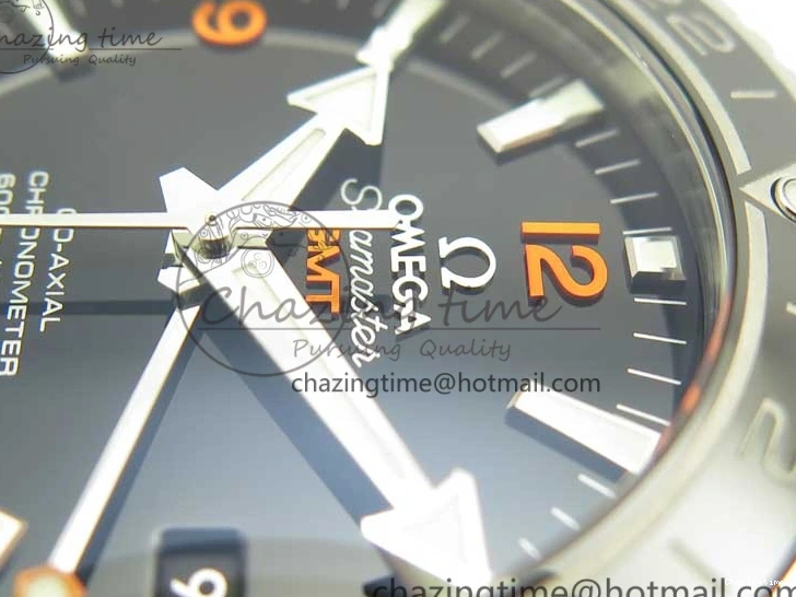 0304 Planet Ocean 600M Co-Axial GMT 43.5mm VSF 1:1 Best Edition Black Dial Orange Markers on SS Bracelet A8605 Super Clone Elegant 8024